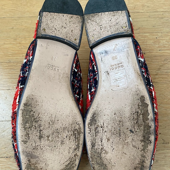 Gucci slides. Tweed pattern, red and blue. Size 8. - Picture 4 of 4